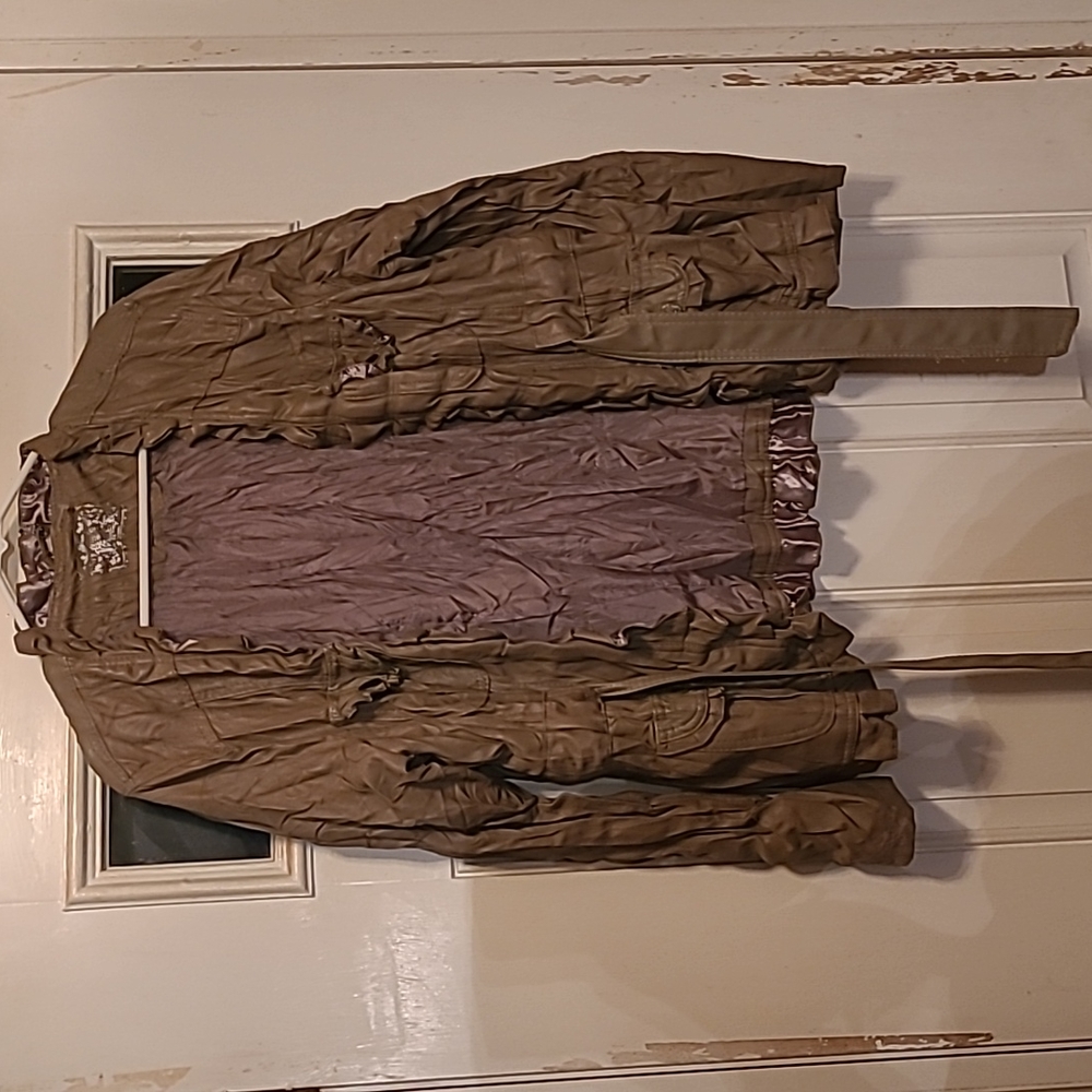 Dollhouse fancy coat size 2x, 18w x 26L, brownish, new with tags faux leather
